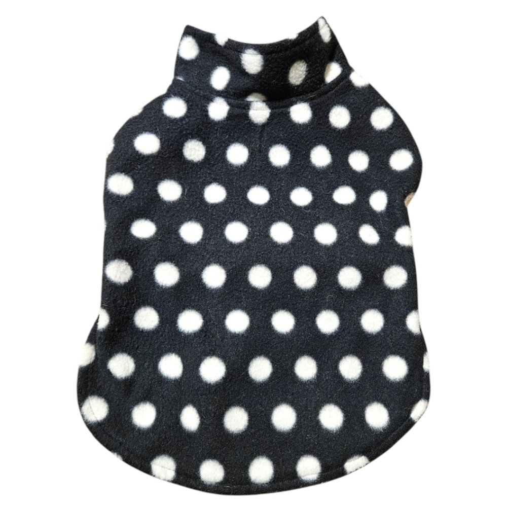 Fleece Black & White Polka Dot Dog Vest XS-S Retro Y2K - Picture 1 of 6